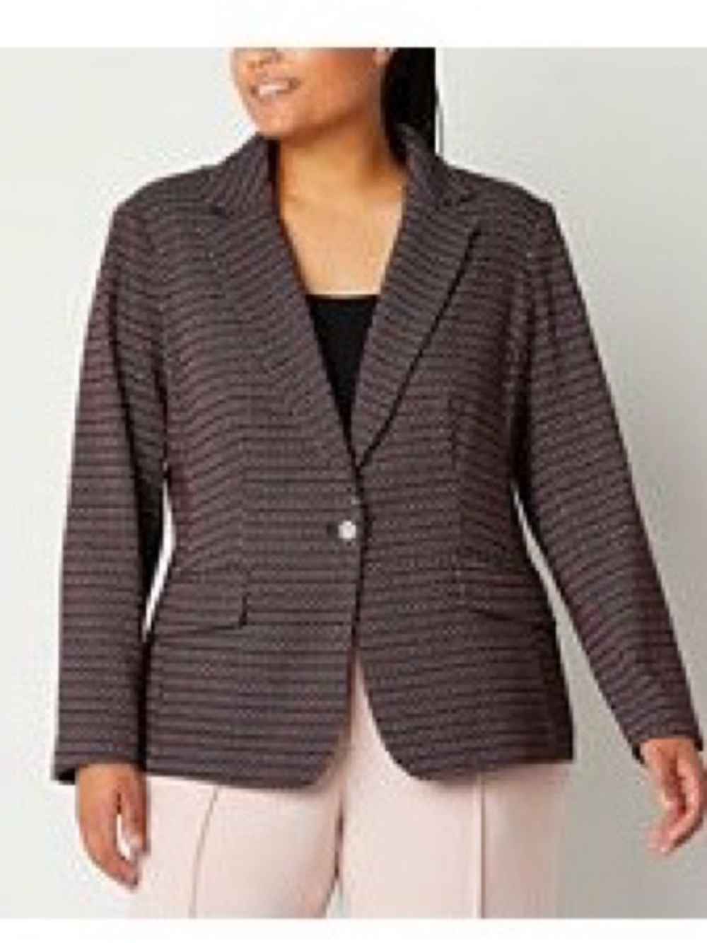 Patterned Maroon Single-Breasted Blazer Jacket